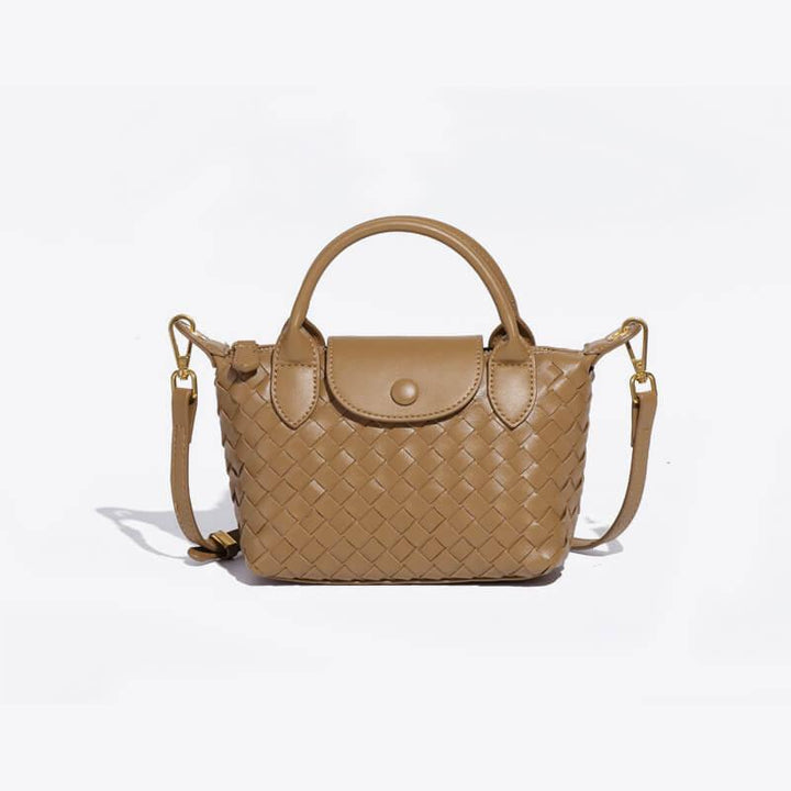 Fashion-forward woven mini handbag, women's compact faux leather design.