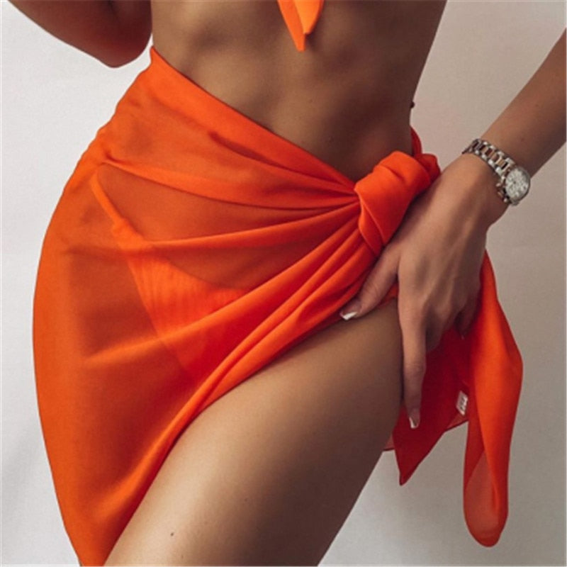 Close-up of the sustainable fabric texture of the women's bikini, highlighting its quality and eco-friendliness.