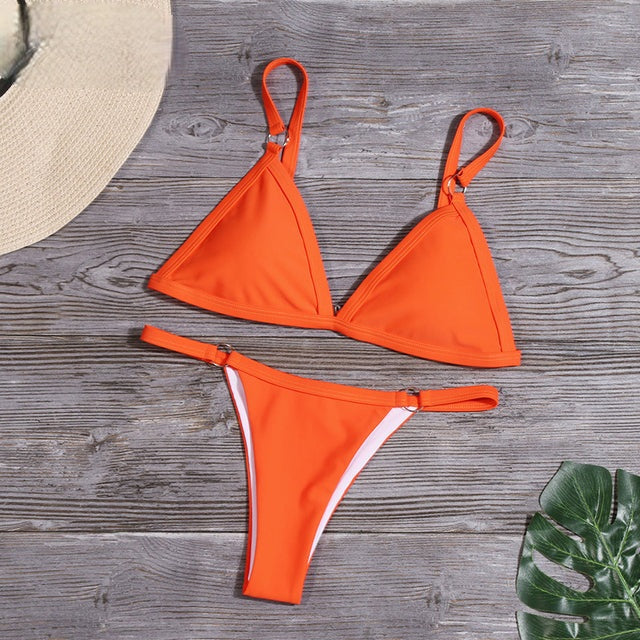Adjustable strap sustainable bikini for women, perfect beachwear comfort for summer.