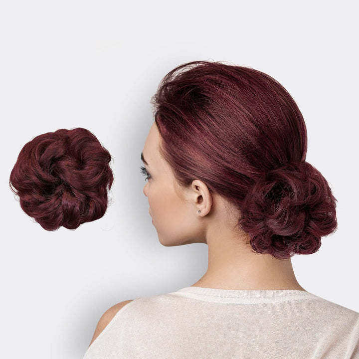 Transform your look with this women's hair scrunchie extension, adding instant volume for a full hair bun.