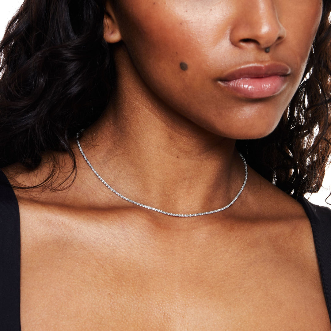 Beautiful gold & silver timeless necklace, ideal elegant gift for women. Delicate design.