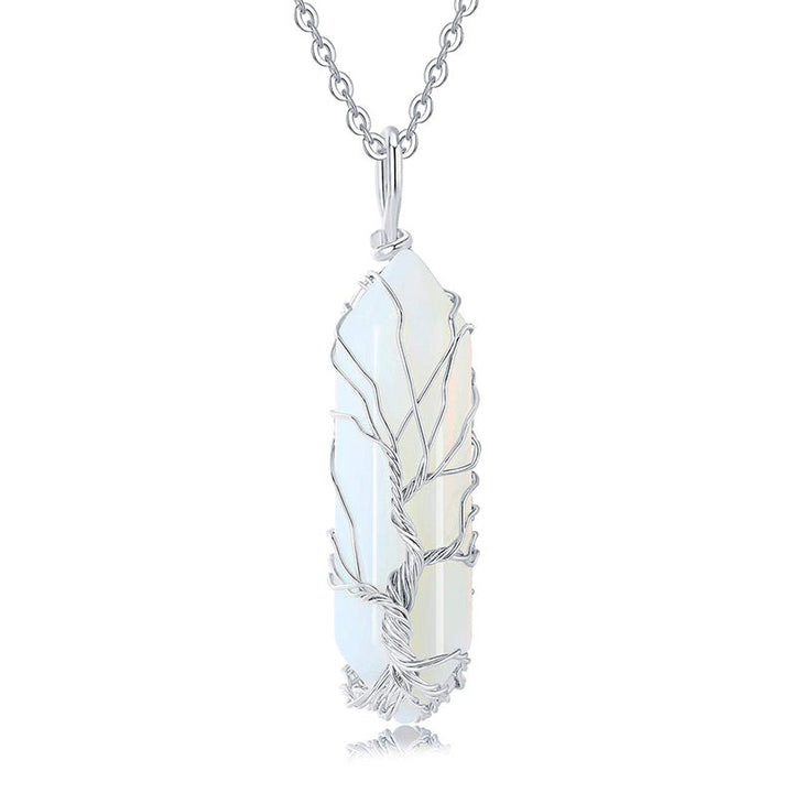 Healing crystal necklace for women, Tree of Life and stunning natural gemstone.
