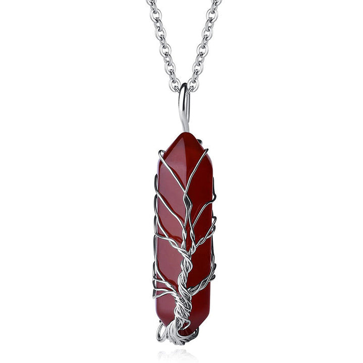 Spiritual Tree of Life pendant necklace, women's crystal gemstone jewelry.