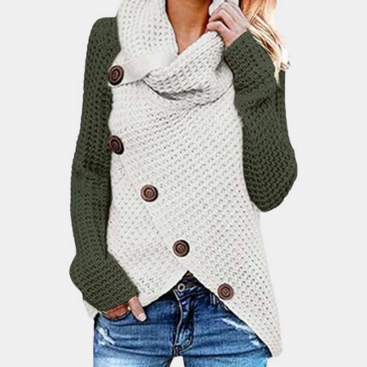Chic women's asymmetrical knot sweater, a comfortable long-sleeve top perfect for trendy everyday fashion.