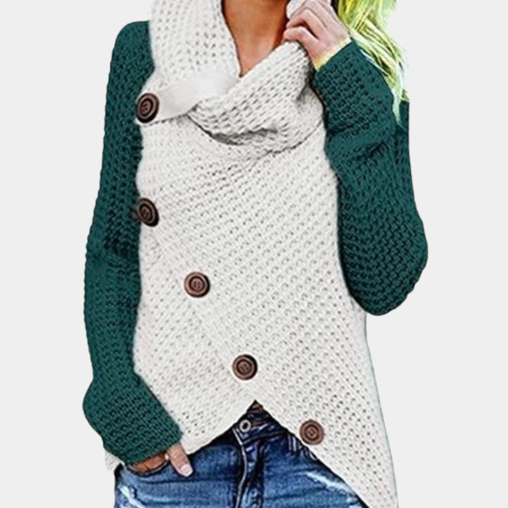 Effortless chic women's asymmetrical knot sweater. Trendy long-sleeve top, comfortable and versatile for daily style.