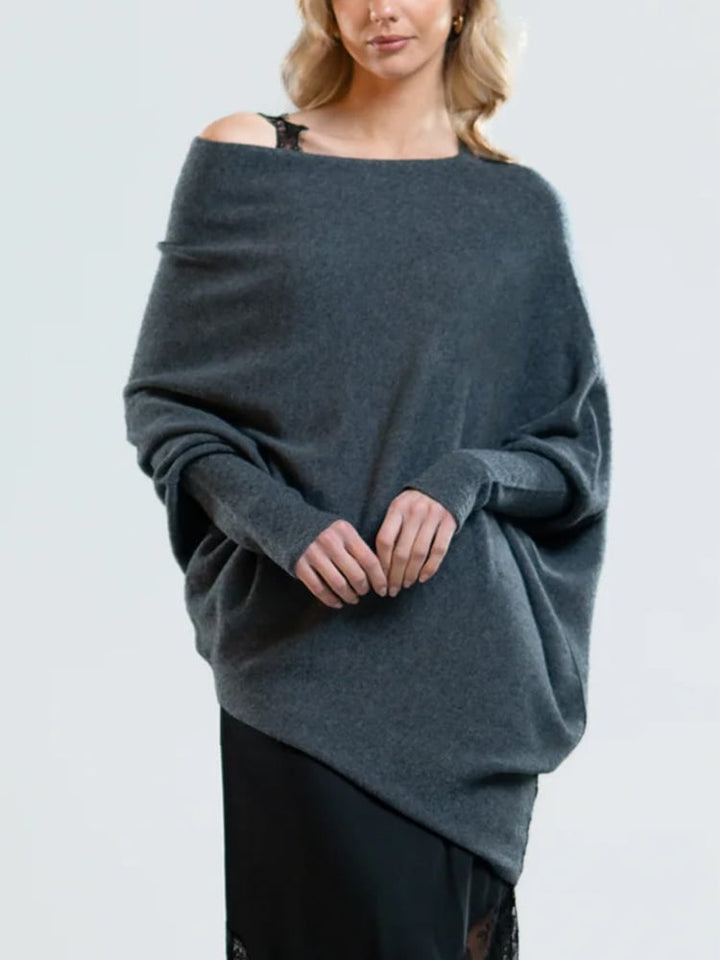 Elegant women's off-shoulder long-sleeve sweater, a trendy and versatile fashion piece.
