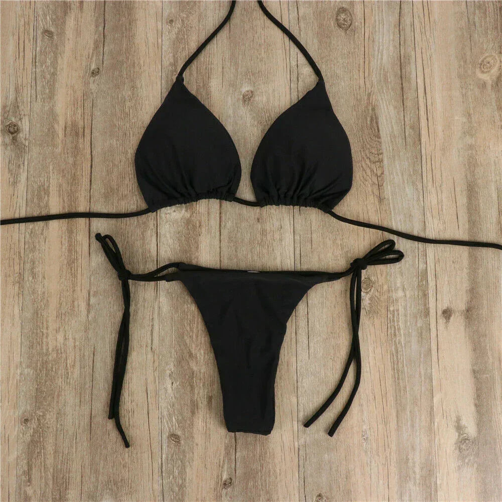 Comfortable women's two-piece bikini swimsuit, perfect for summer beach & pool.