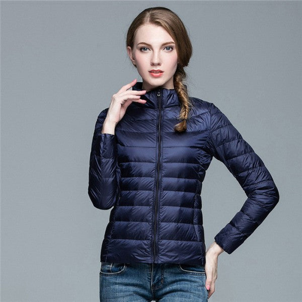 Women's Urban Chic lightweight puffer jacket, perfect for fall, mild winter, & modern everyday wear.