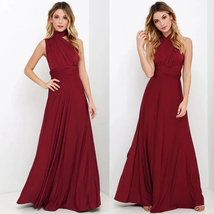 Women's elegant convertible wrap dress, versatile for summer fashion, evening wear, or parties.