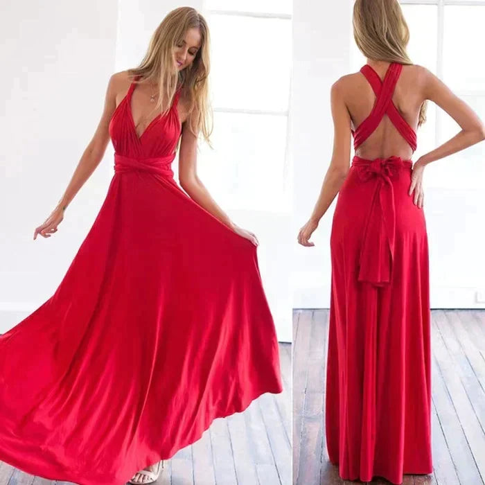 Denise versatile multi-way wrap dress, women's elegant evening wear, transformable styles.