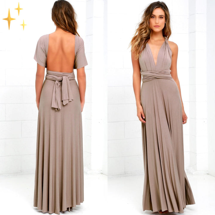 Comfortable yet elegant women's wrap dress. Versatile multi-way maxi, perfect for all-day wear and special events.