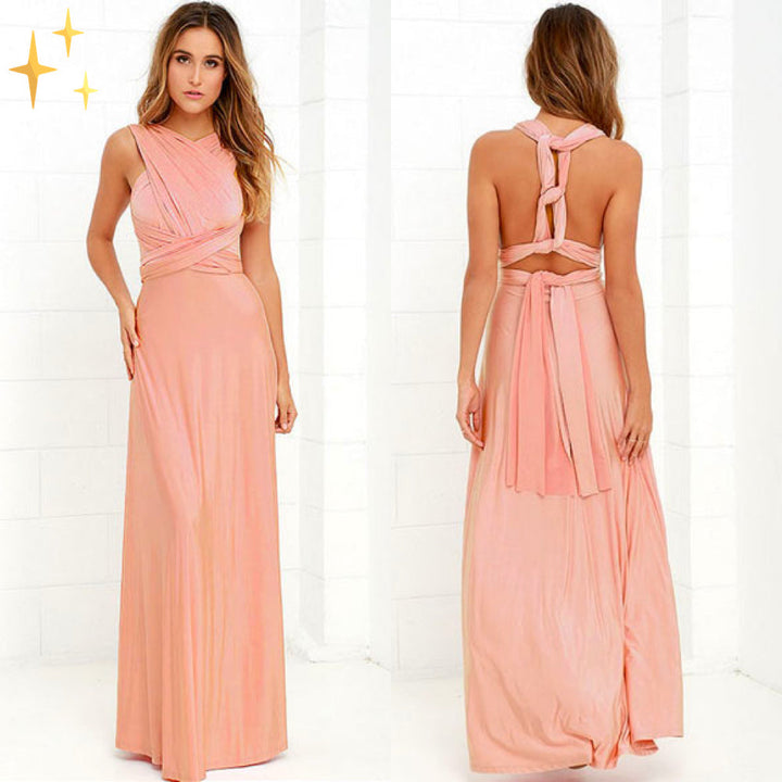 Travel-friendly multi-way wrap dress. Convertible maxi for women, perfect for all-season style & easy packing.