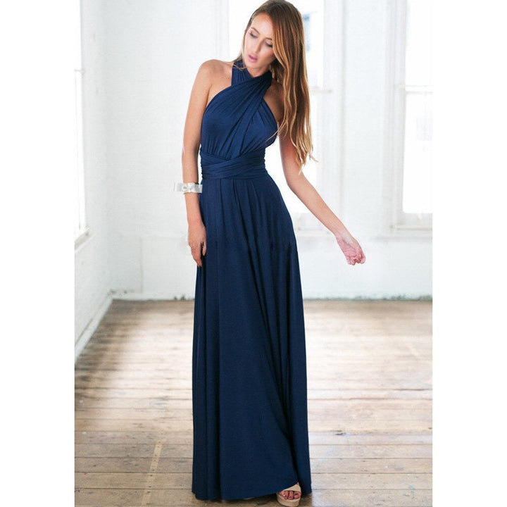 Women's versatile wrap dress with adjustable top, perfect for elegant summer or party wear.