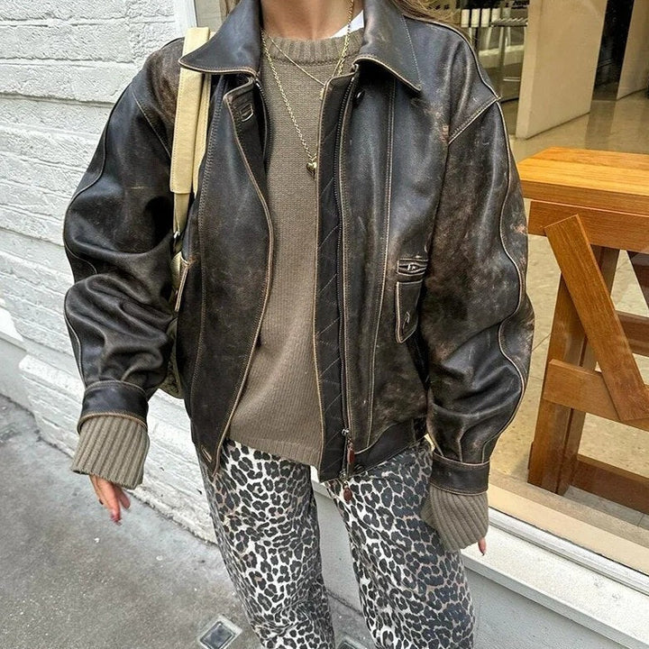 Bold women's vintage leopard print high waist jeans. A stylish, eye-catching fashion statement bottom for women.