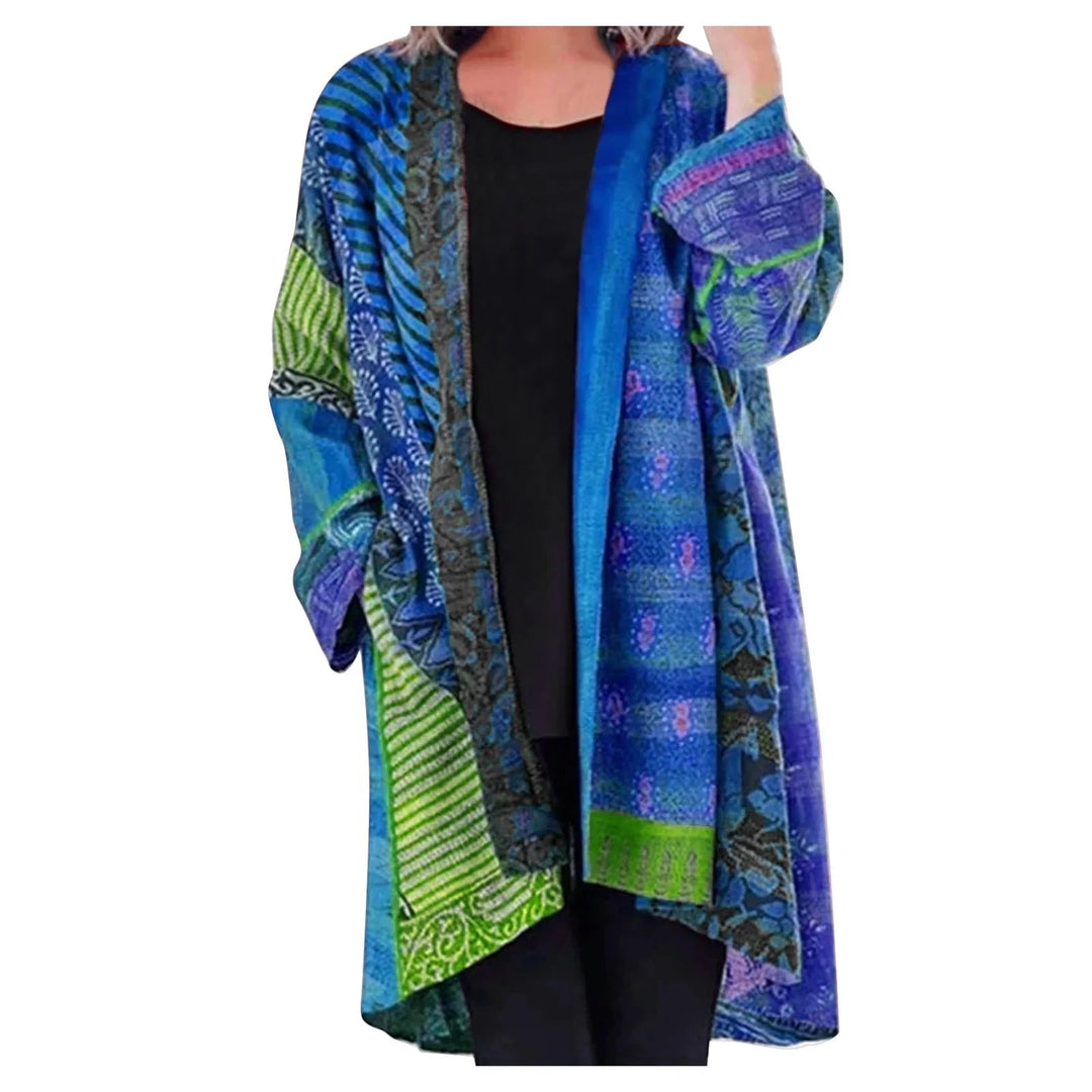 Women's vintage oversized long sweater with front pocket. Cozy, relaxed fit for everyday fall essential fashion.