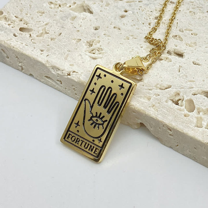Symbolic women's vintage tarot necklace, mystical jewelry accessory.