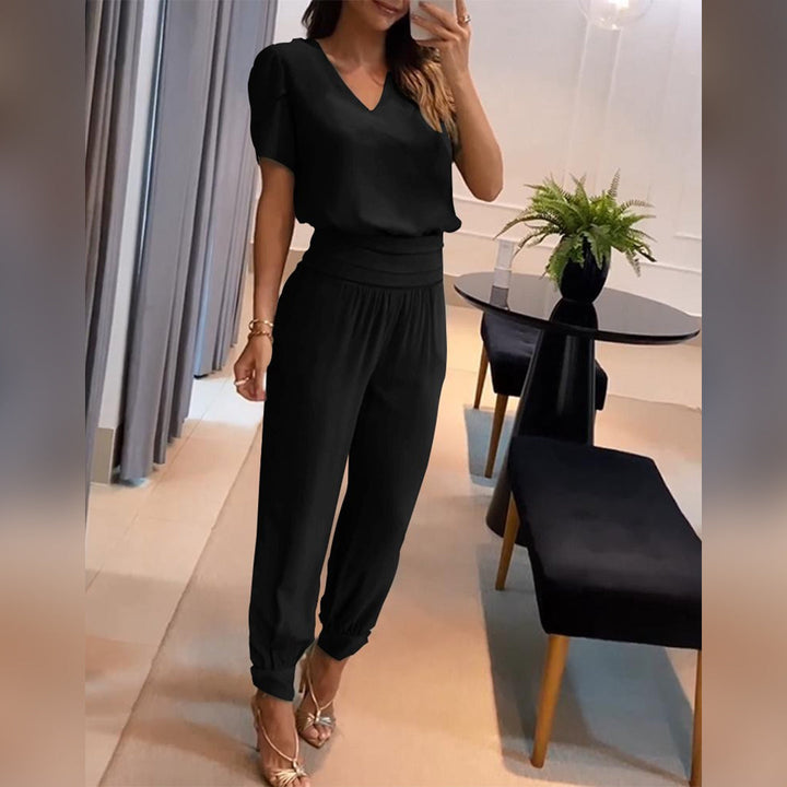 Women's Viviana chic blouse & trousers set, elegant two-piece outfit for stylish, confident women.