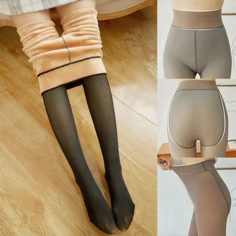 High-waisted, fleece-lined shaping leggings for women. Thermal comfort & stylish fit in winter.