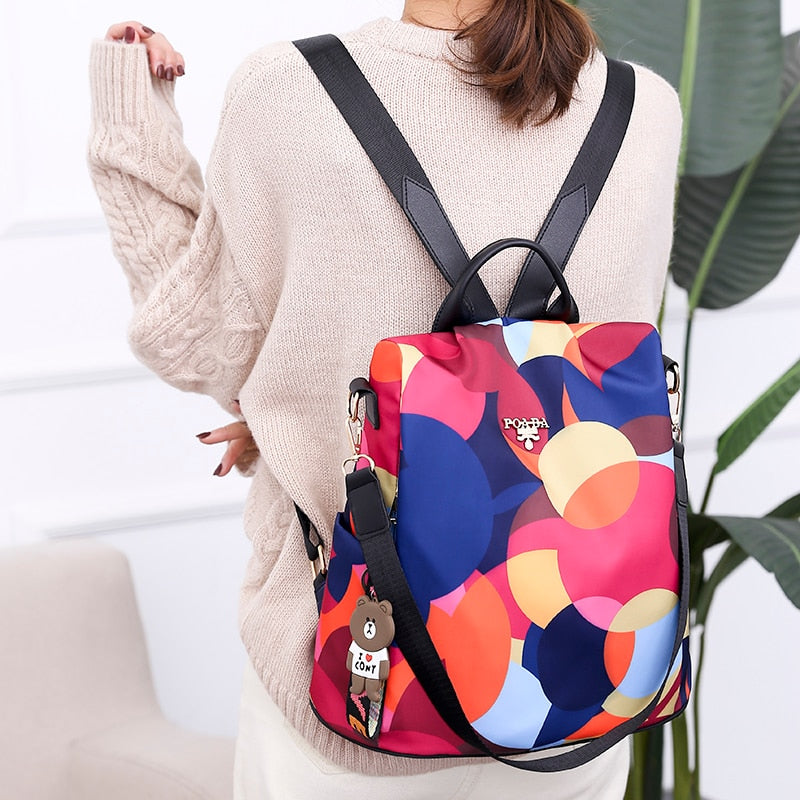 Women's water-resistant anti-theft backpack, secure everyday bag with multiple compartments