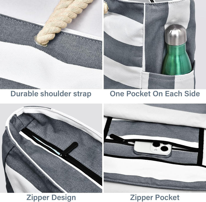 Women's large waterproof tote, a durable travel and beach companion.