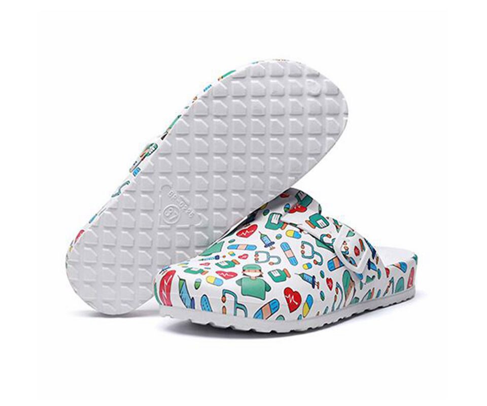 Hygienic women's kitchen work clogs. Lightweight, waterproof, slip-resistant, and easy to clean.