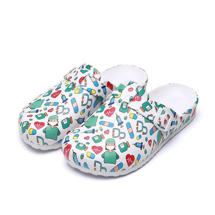 Top view of comfy women's slip-on clogs. Waterproof & easy to clean, perfect for healthcare settings.