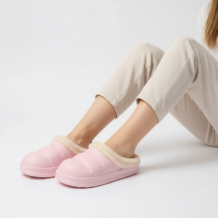 Women's waterproof house shoes, designed for warmth and anti-slip safety indoors