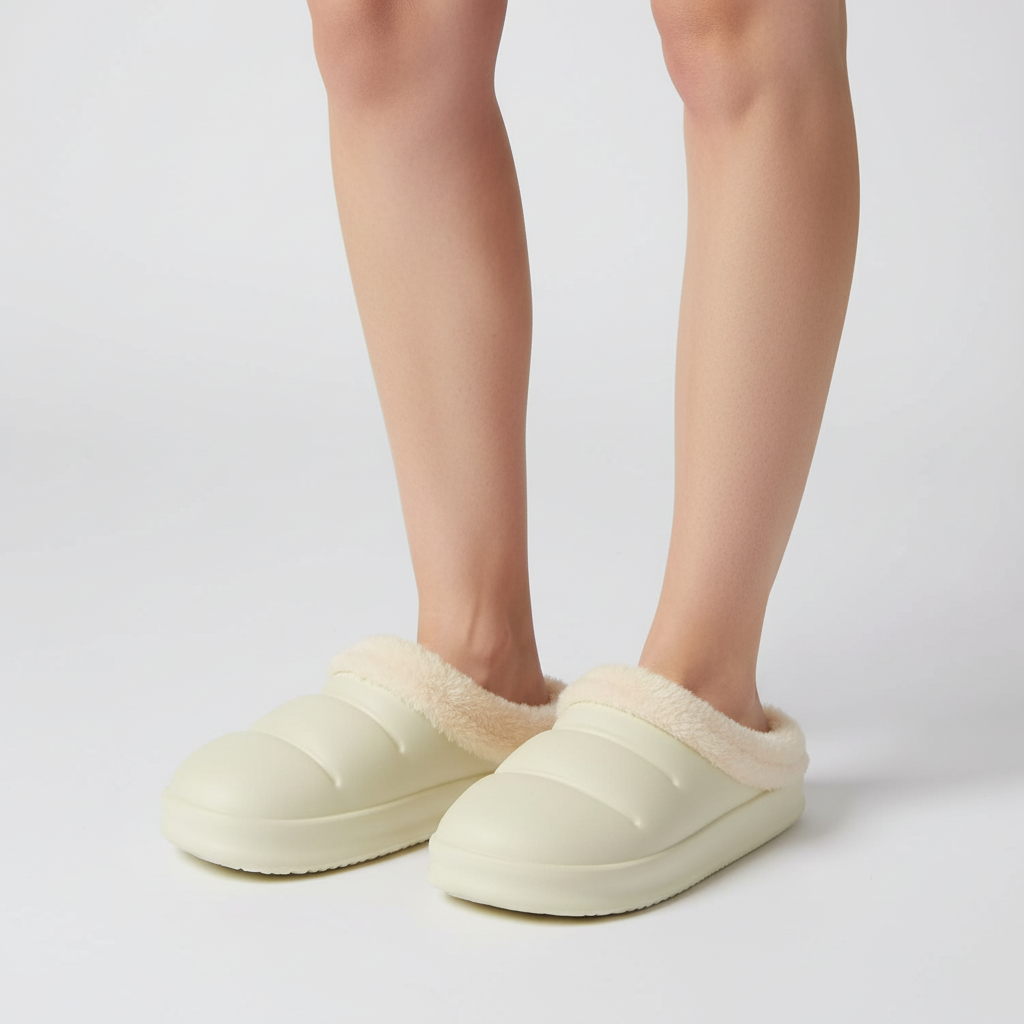 Comfortable women's slippers, waterproof and lined with soft material for winter