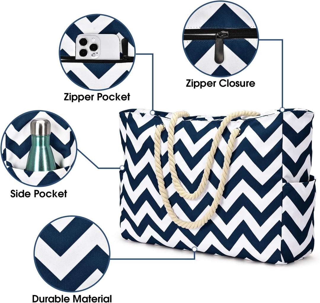Stylish women's waterproof carryall tote with spacious interior and multiple pockets for organization
