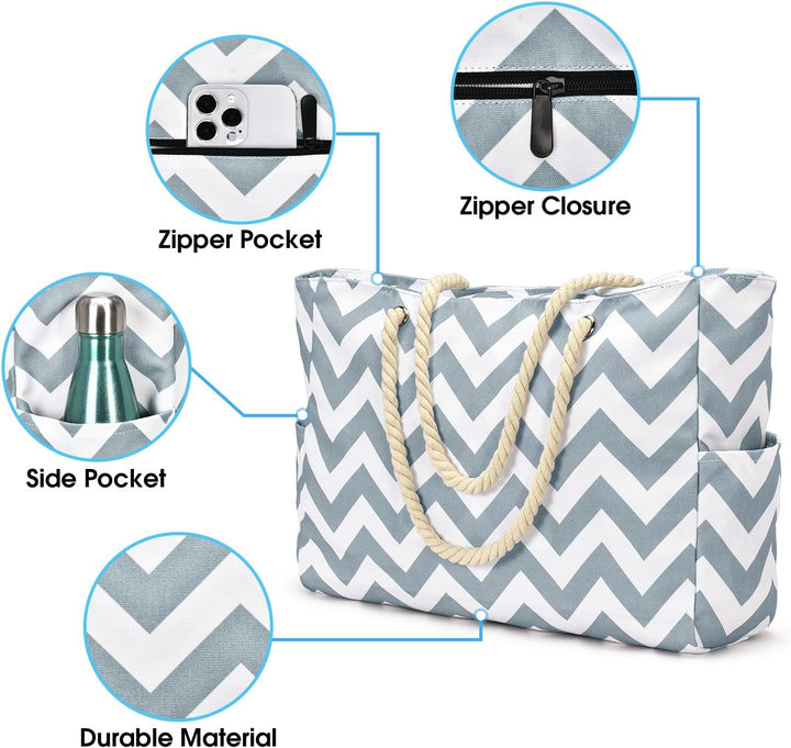 Functional women's large multi-pocket carryall tote, waterproof and easy to maintain