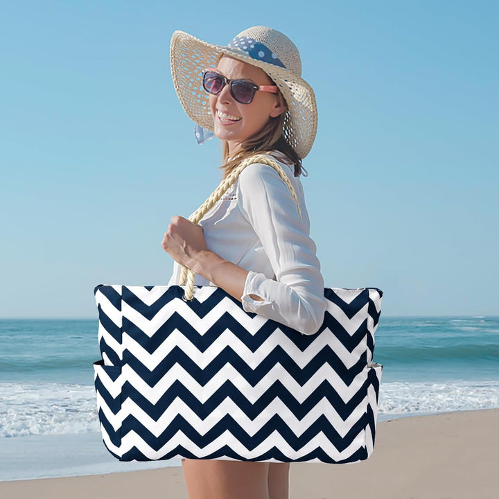 Black waterproof women's tote bag, large multi-pocket design, suitable for gym or weekend travel