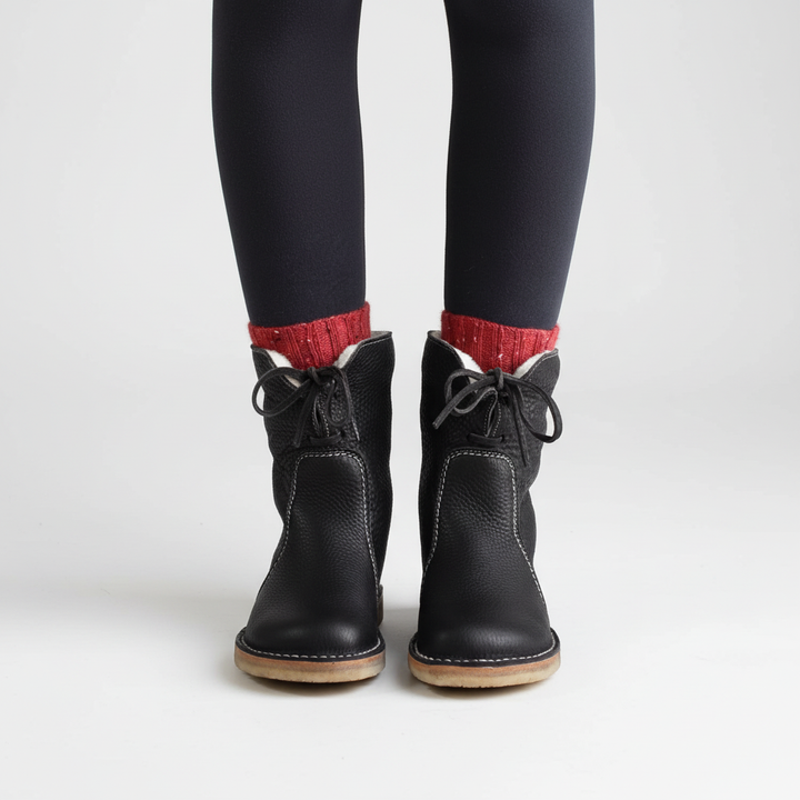Women's warm-lined ankle boots, waterproof Renate style, black, ideal for cold weather