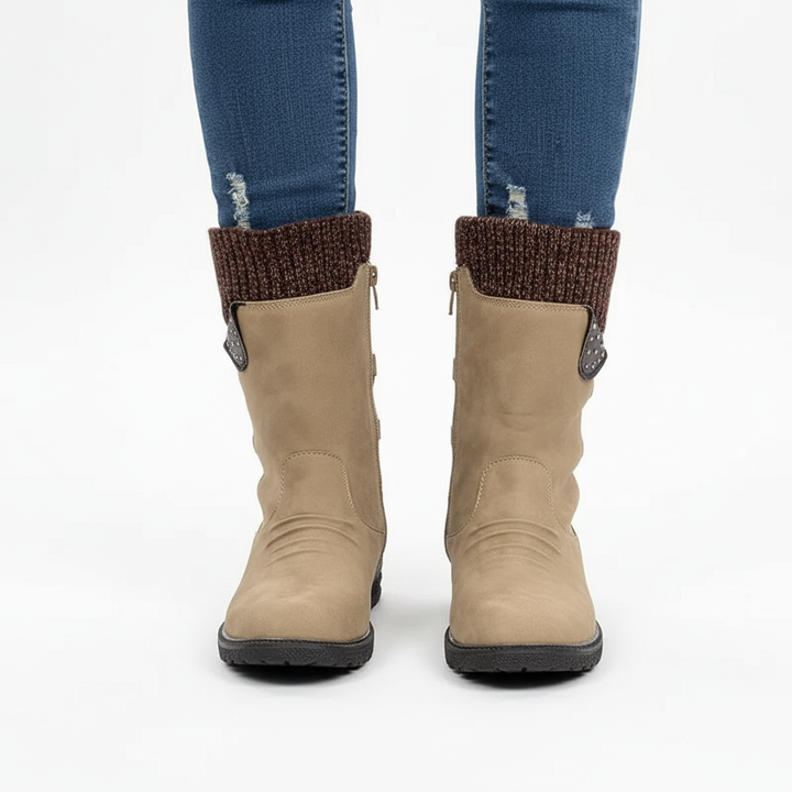 Waterproof women's snow boots with excellent traction, keeping feet warm and dry