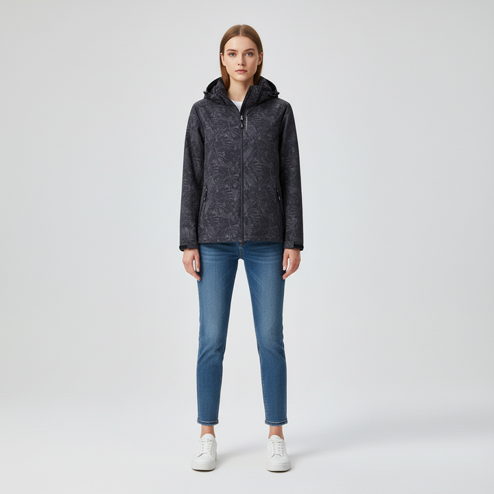 Women's hooded weatherproof jacket, ideal for outdoor activities, breathable fabric