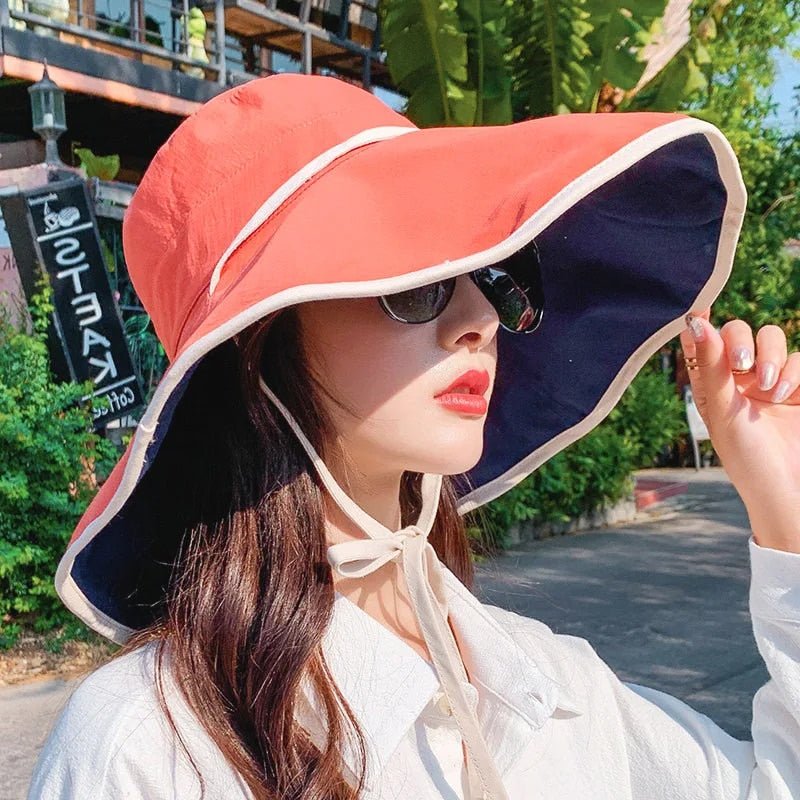 Livia wide brim sun hat for women, easily foldable for travel, ensuring excellent UV protection