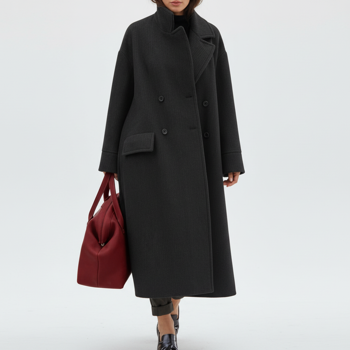 Women's comfort fit wool-blend winter coat, front zipper detail, warm outerwear