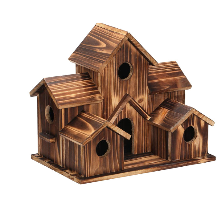 Wooden birdhouse for garden birds, a functional outdoor nesting box