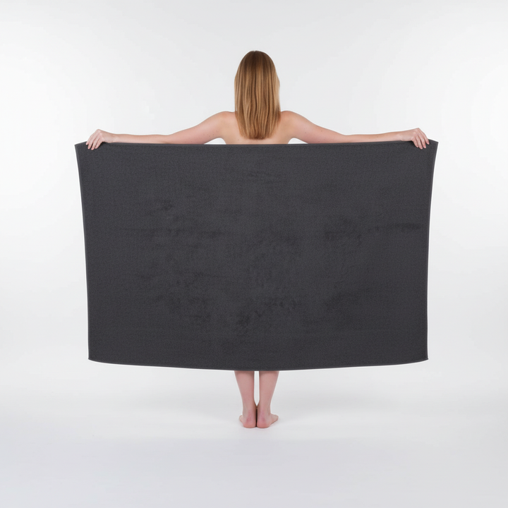 XXL cotton bath towel with a subtle border detail, clean and elegant for any bathroom