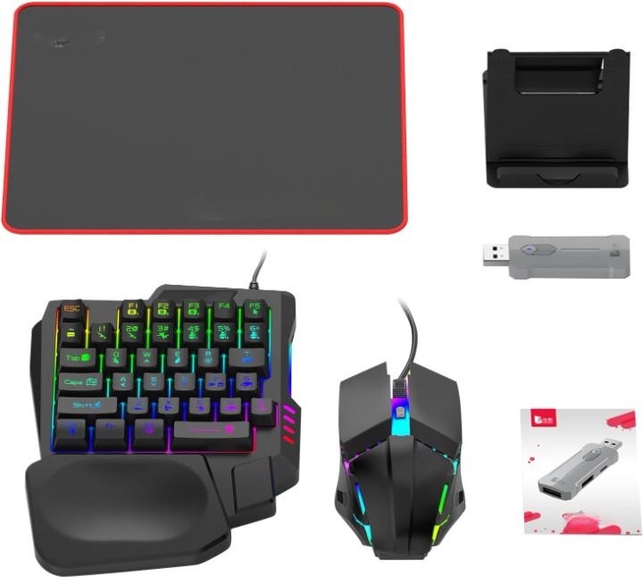 Zyvorn gaming keyboard and mouse combo with controller adapter, perfect for mobile and PC gamers